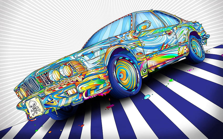 Vector, Multicolored, Motley, Car, Colorful, Colourful, Graphics HD wallpaper