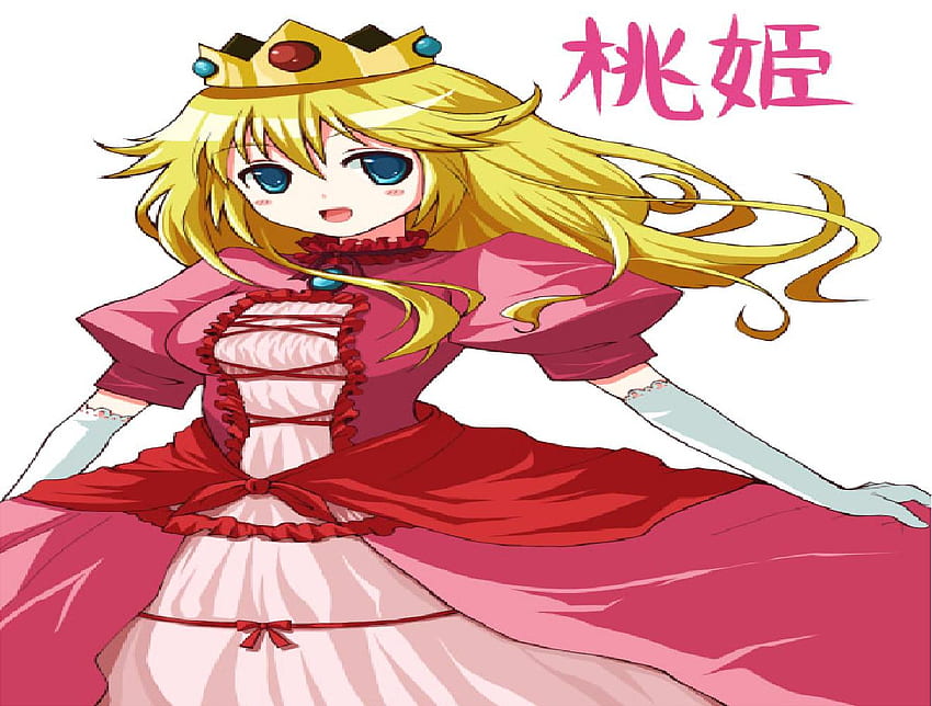 Prenses Şeftali, pembe, anime versiyonu, şeftali, mario, video oyunları, Japon karakterler, elbise HD duvar kağıdı