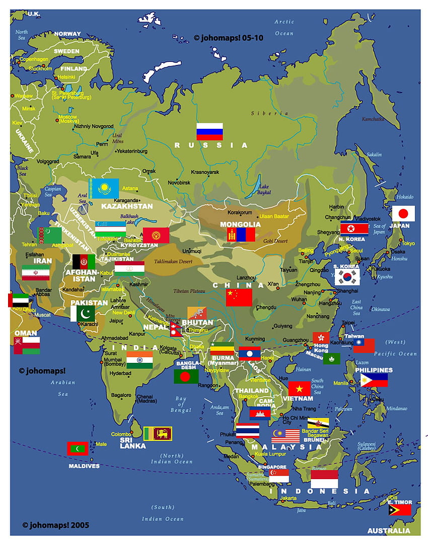 mapa, mapa da Ásia Papel de parede de celular HD