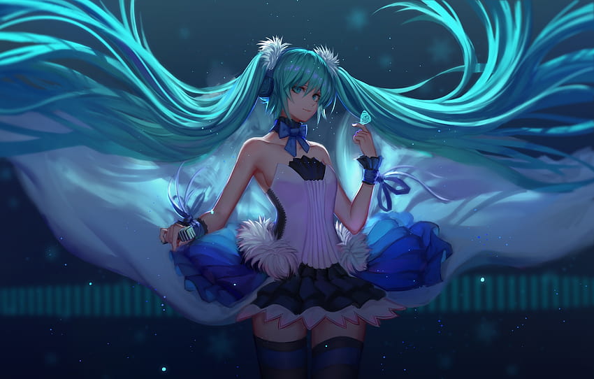 Schöne, blaue, lange Haare, Hatsune Miku HD-Hintergrundbild