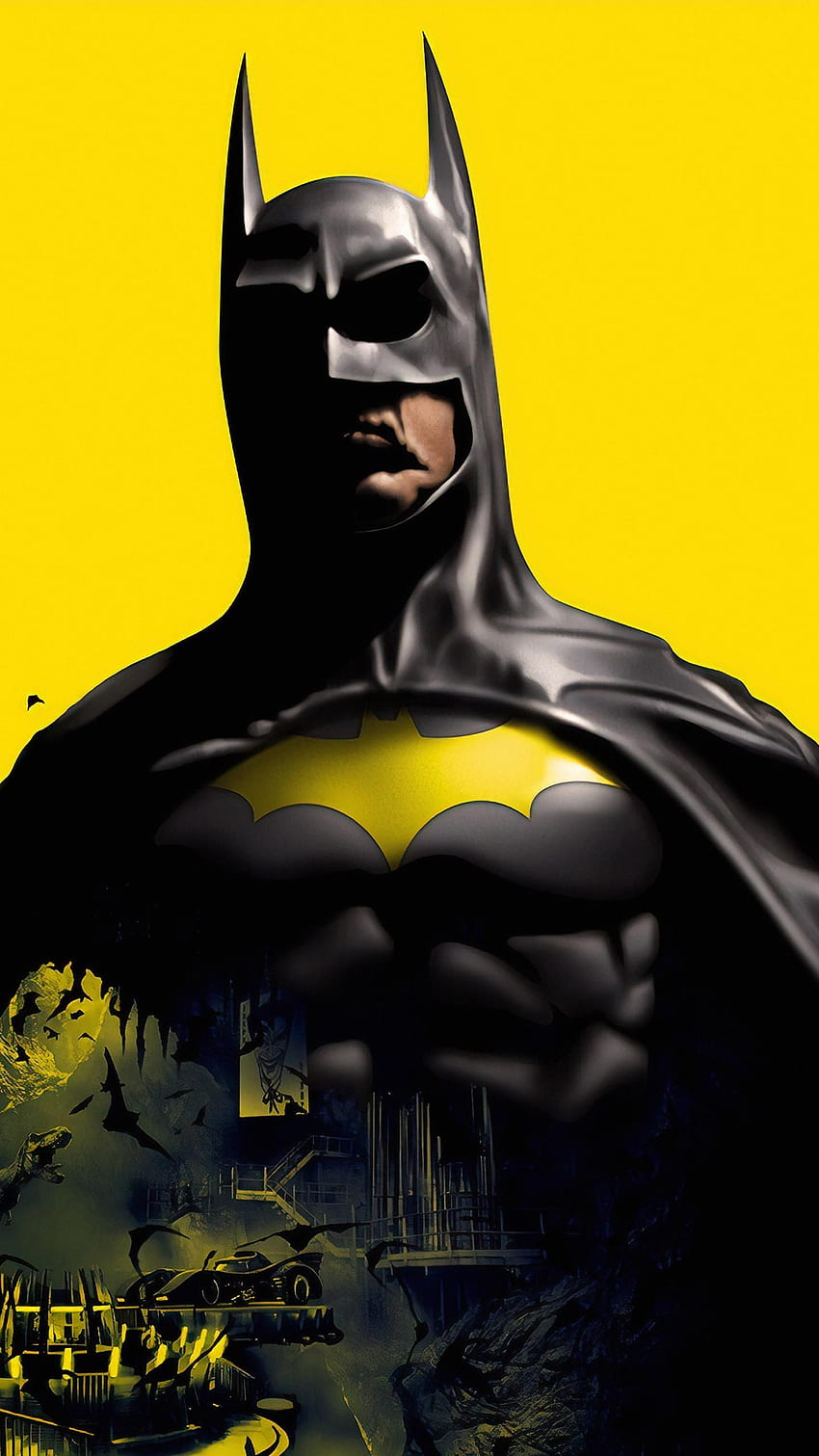 Batman sur fond jaune Batman . . IDENTIFIANT Fond d'écran de téléphone HD