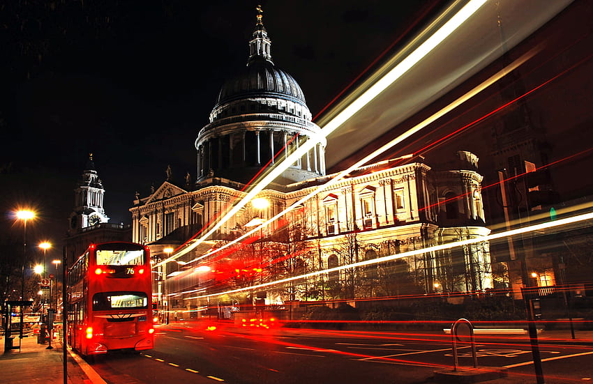 Londra, Città, Notte, Città, Autobus Sfondo HD
