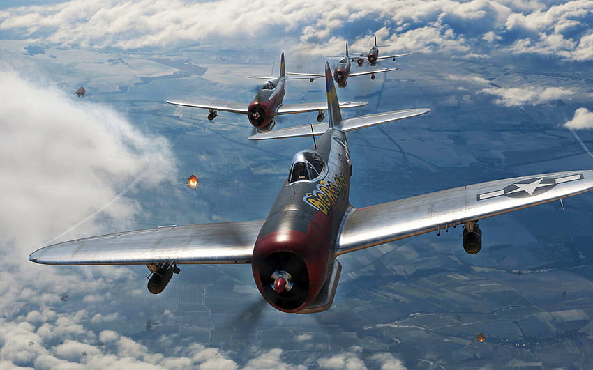 Republic P-47 Thunderbolt, USAF, P-47D, aereo militare americano, seconda guerra mondiale, USA Sfondo HD