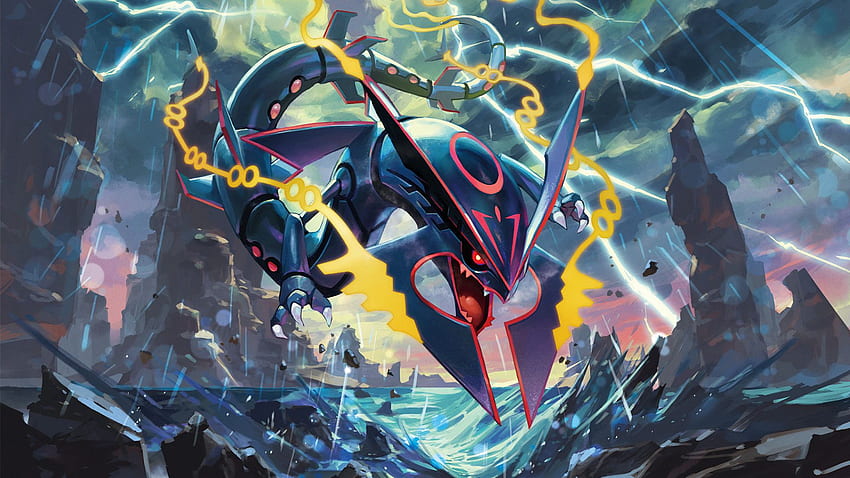 Shiny Mega Rayquaza โปเกมอนในตำนานที่เปล่งประกายทั้งหมด วอลล์เปเปอร์ HD