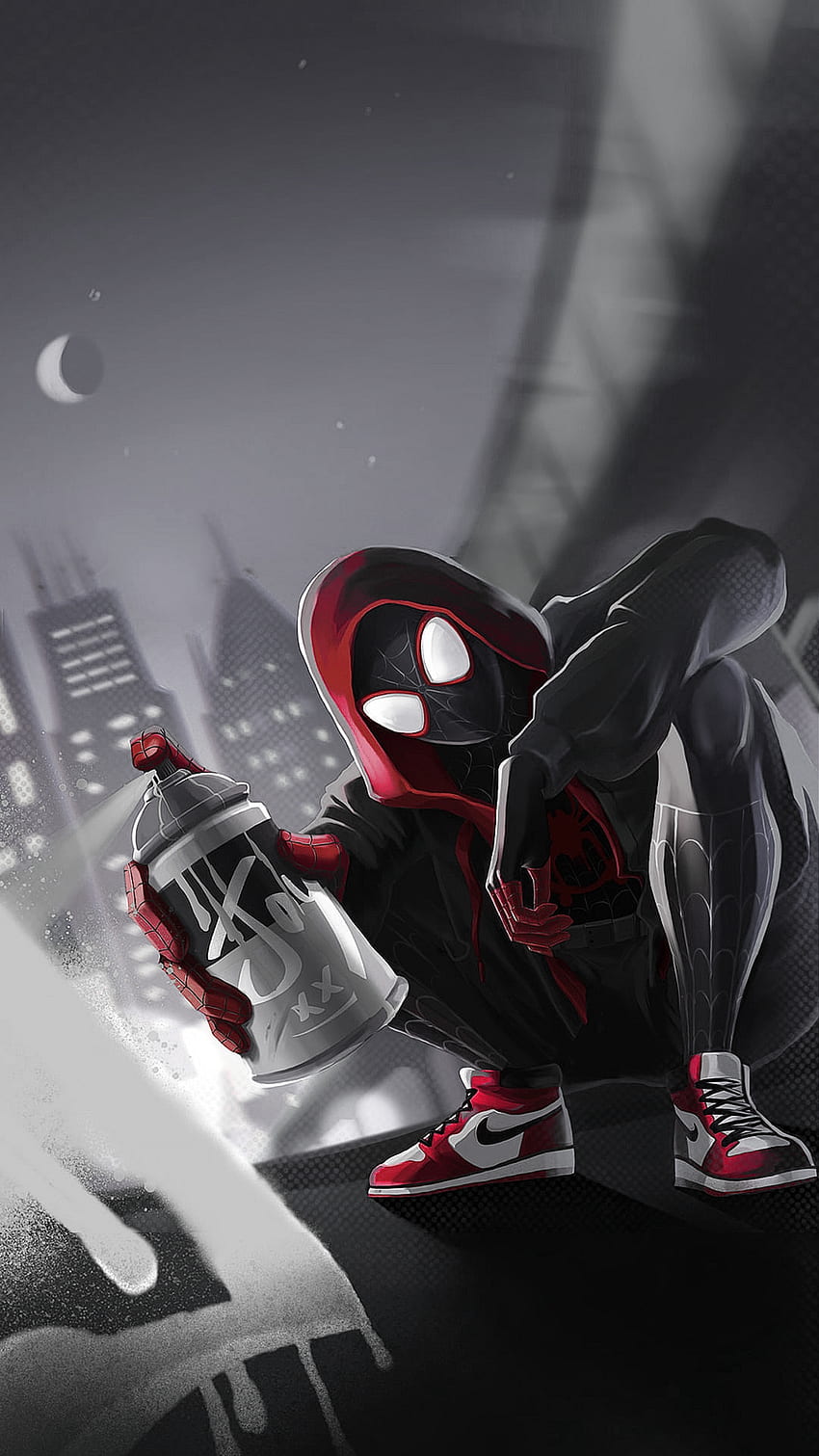 Spiderman-Meilenmoral, Meilenmoral, Spiderman-Meilenmoral, schwarz, dunkel HD-Handy-Hintergrundbild