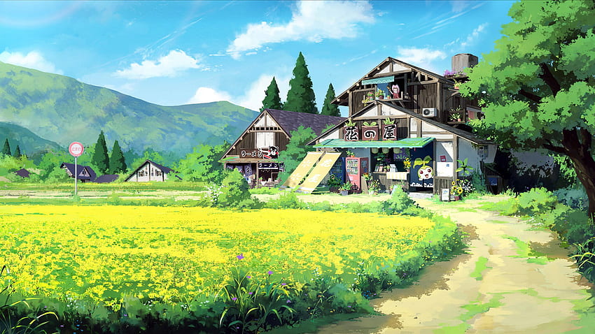 Field Scenic Shop Nature Farm Anime . . İD HD duvar kağıdı