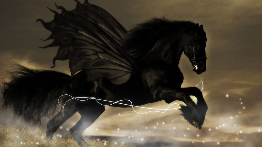 3d horse black pegasus