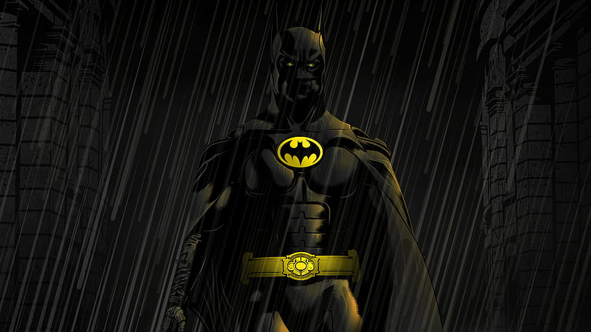 배트맨, 어둠, 비, 삽화 HD 월페이퍼