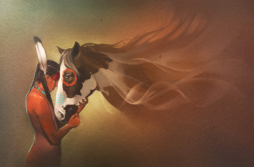Inspiração'da havalı. at, kızılderili sanatı, sanat HD duvar kağıdı