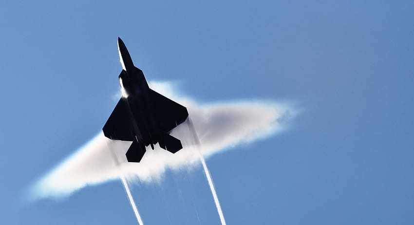 F-22, cool, Kondensstreifen, Schallmauer HD-Hintergrundbild