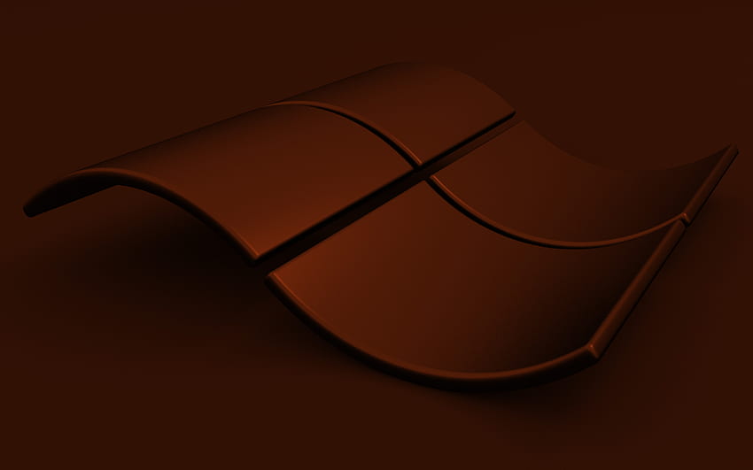 Windows brown logo, , brown backgrounds, creative, OS, Windows 3D logo, artwork, Windows 3D wavy logo, Windows logo, Windows HD wallpaper