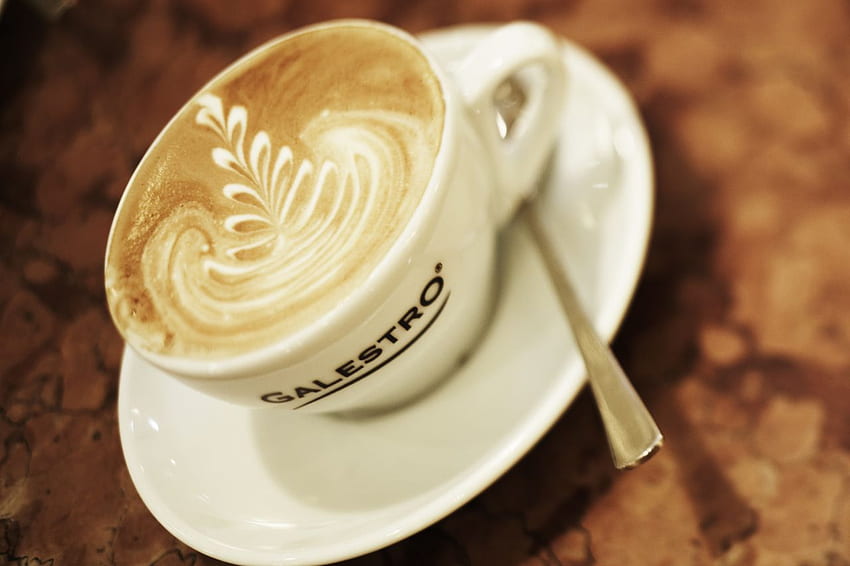 Cappuccino -per Kent One, bianco, popolare, cucchiaino, colori, tazza, marrone, astratto, caffè, cappuccino Sfondo HD