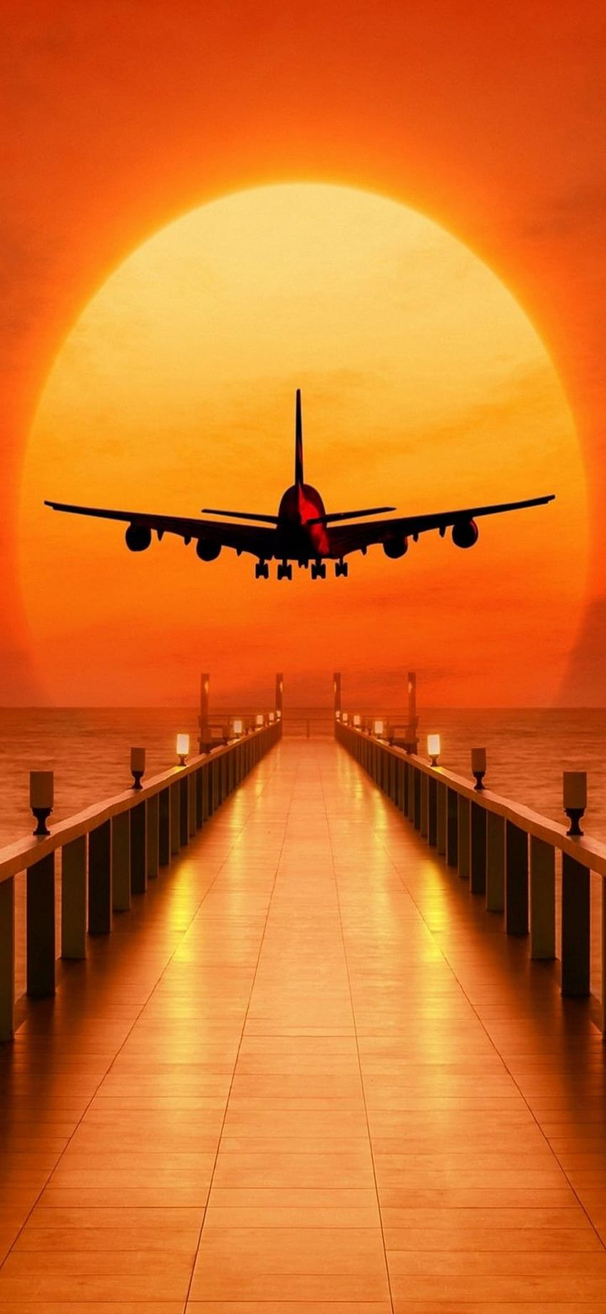 Airplane Sunset Phone, Aviation HD phone wallpaper