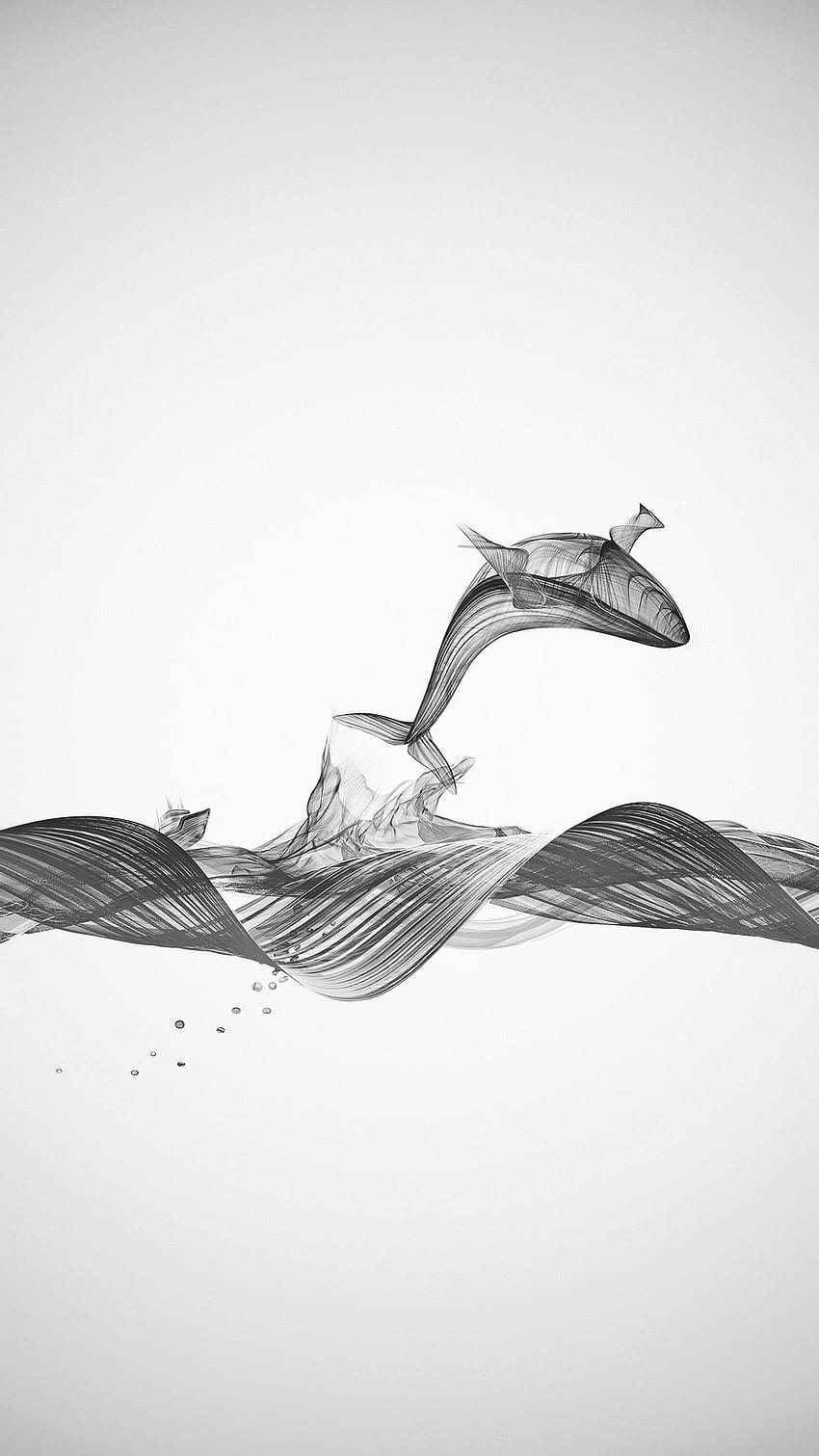 Barco de pesca Ballena Ola Línea Arte Ilustración Animal Bw fondo de pantalla del teléfono