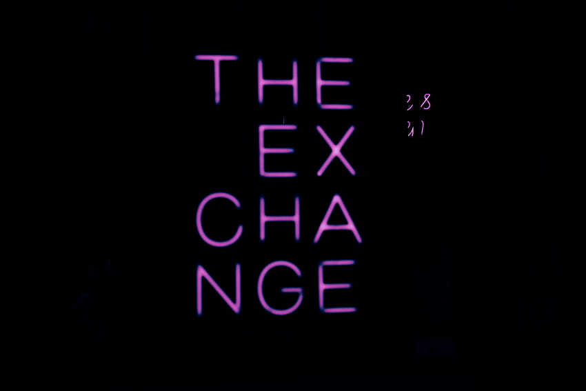 Violet, Words, Dark, Neon, Text, Purple, Exchange HD wallpaper
