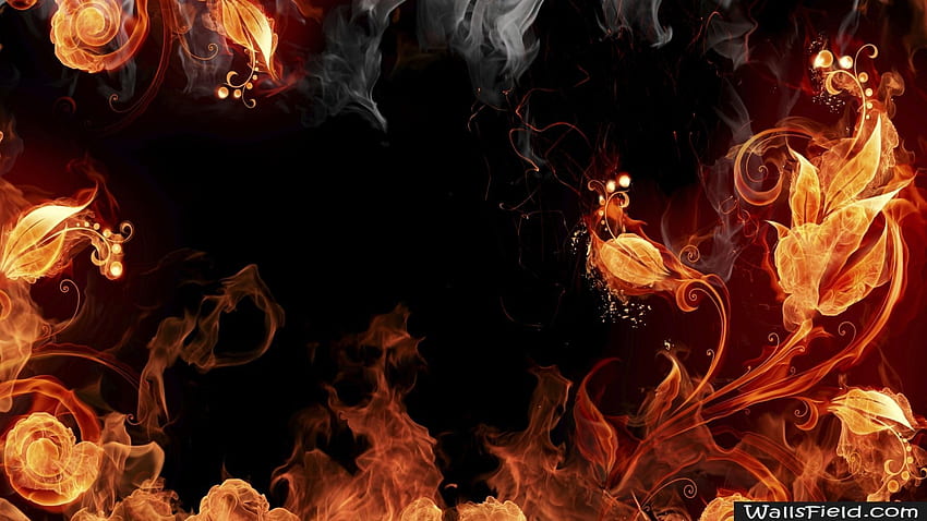 Elementale del fuoco artistico. Fumo, fiore di fuoco, arte del fuoco Sfondo HD