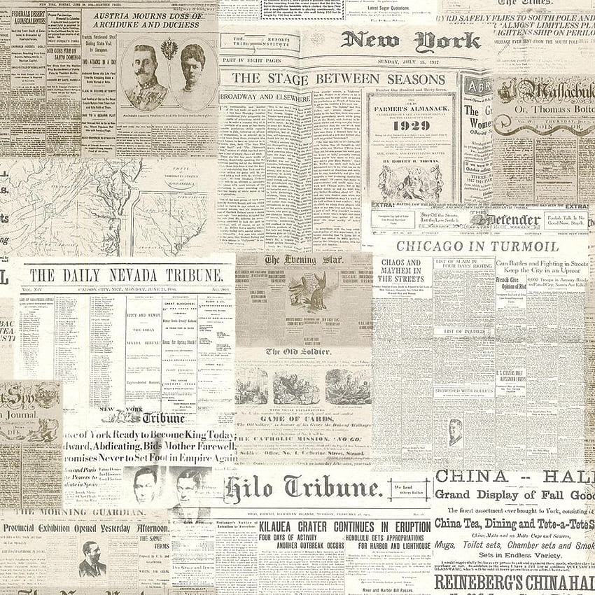 Beacon House Gazette Khaki Vintage Newsprint Sample 2604, Vintage Newspaper wallpaper ponsel HD