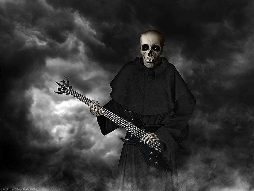 Skull Guitar, Anime Horror HD wallpaper