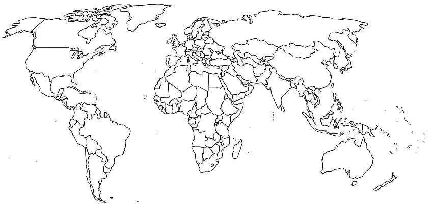 world_map_blank_black_lines_4500px. (4500×2234). Weltkarte zum Ausdrucken, Weltkarte Umriss, Weltkarte zum Ausmalen HD-Hintergrundbild