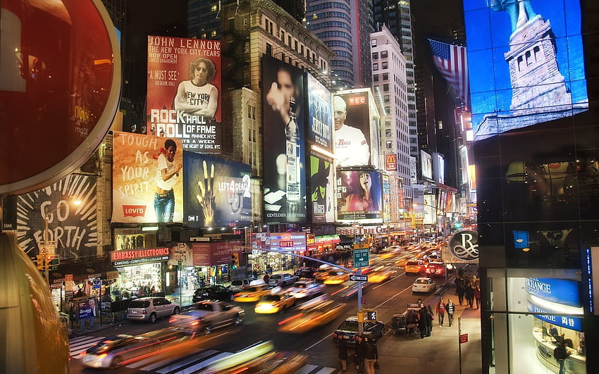 5th Avenue, malam, jalan, keren, new york, merek, usa Wallpaper HD