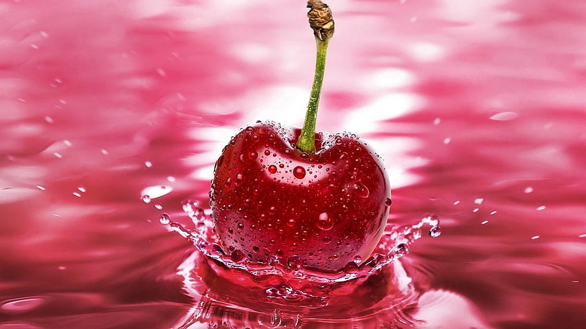 Fruits, Water, Food, Cherry, Drops HD wallpaper