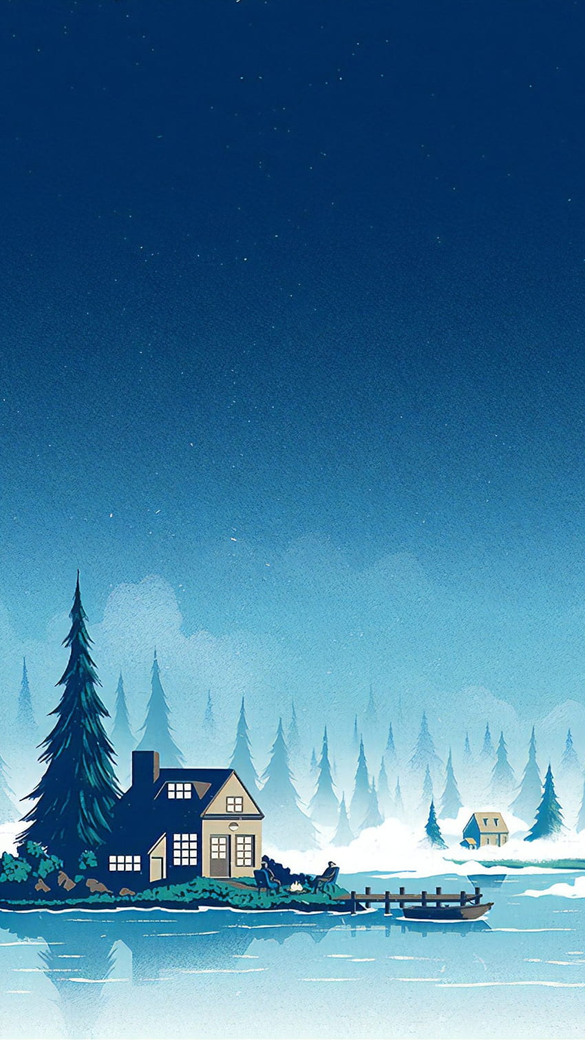 Winter, Landschaft, Minimalistisch, Nacht, Landschaft, Digitale Kunst, Telefon, , Hintergrund und . Moka HD-Handy-Hintergrundbild