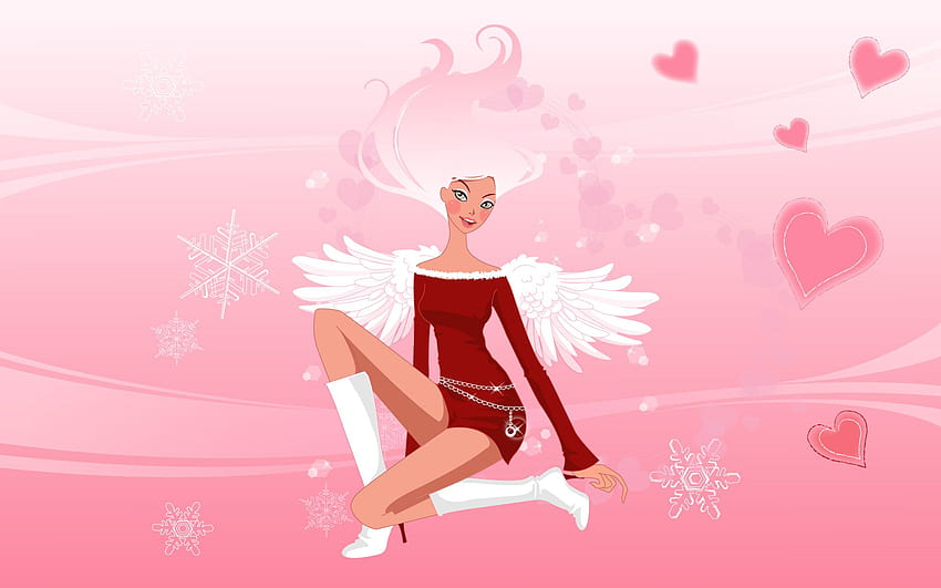 In White Long Wings and Red Suit, Christmas is Around the Corner, Background is Lovely Pink, Very Impressive – Holiday . World HD wallpaper