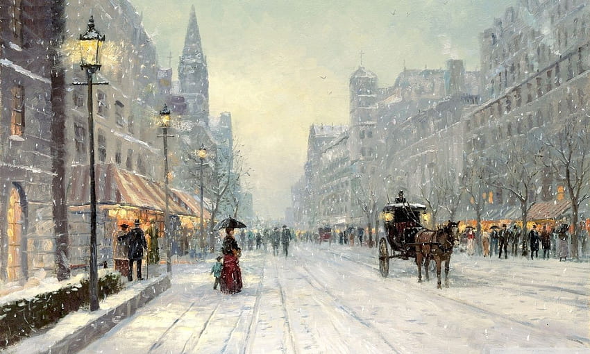 วาด Winter Promenade ❤ สำหรับ Renoir วอลล์เปเปอร์ HD