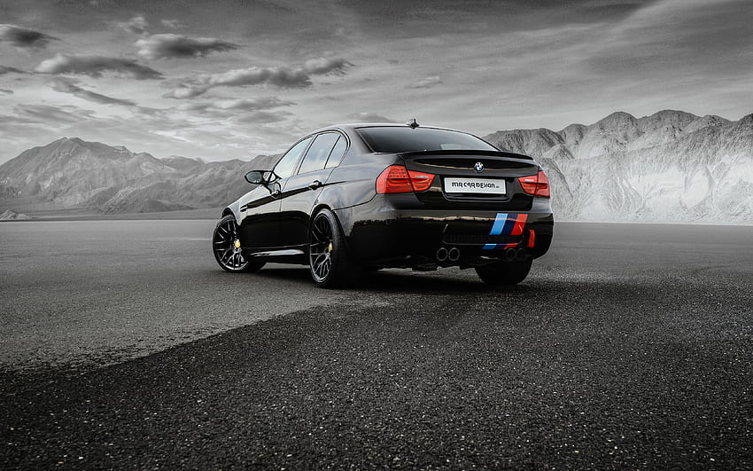 BMW M3 Sedan E90 Siyah Arabalar Arkadan Görünüm HD duvar kağıdı