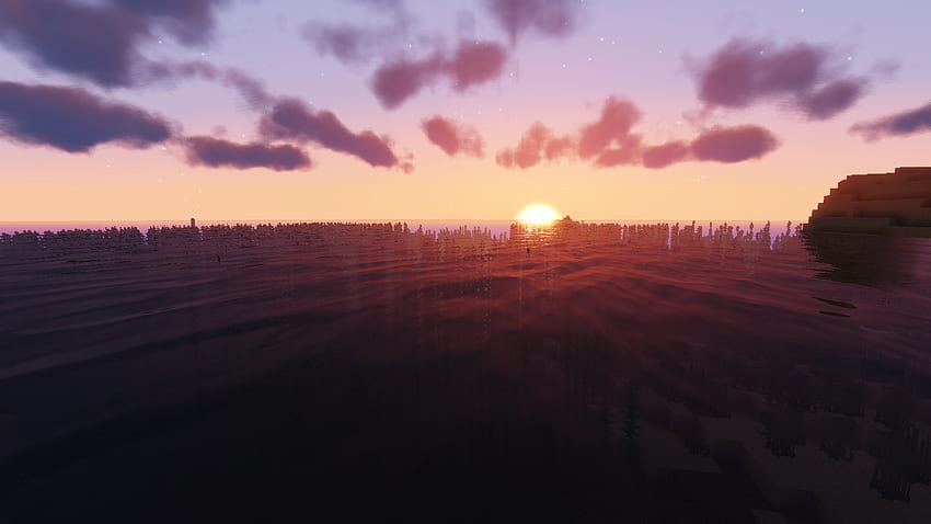 Sunset Minecraft Shaders HD wallpaper