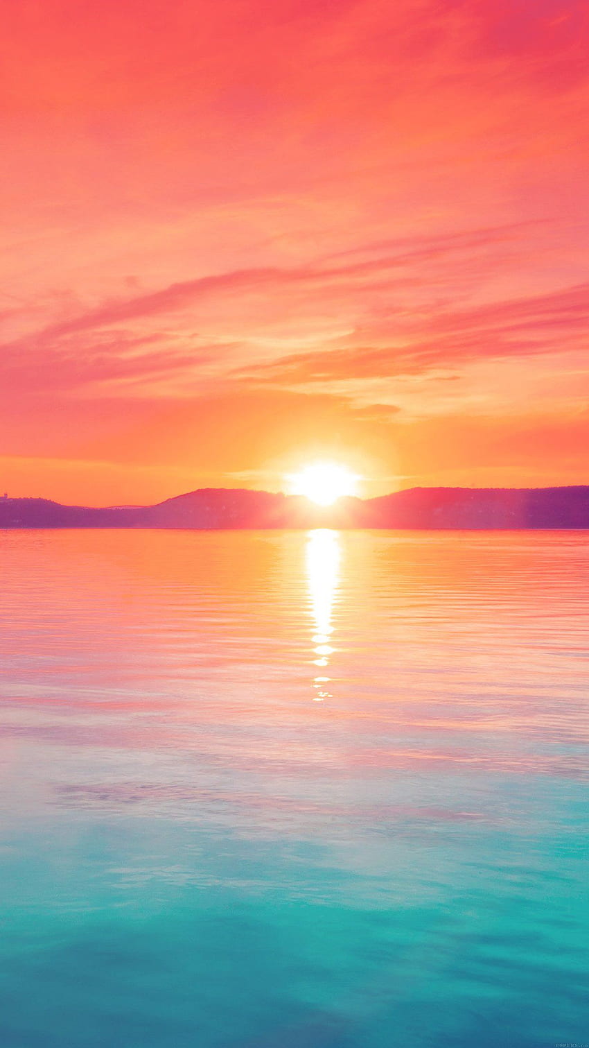 I Love Papers. sunset night lake water sky red flare HD phone wallpaper