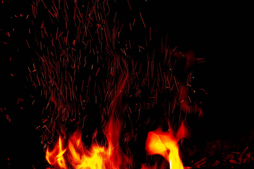 Api, Api Unggun, Gelap, Api, Percikan Wallpaper HD