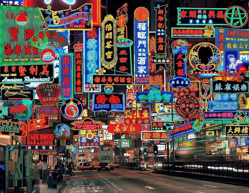 Nathan Rd Neon Fantasy, Old Hong Kong HD wallpaper