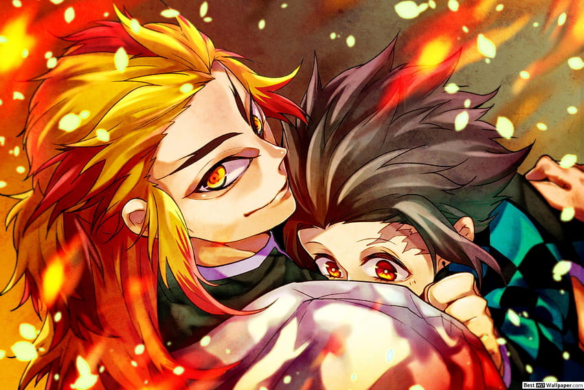 Demon Slayer Kimetsu No Yaiba Rengoku Kyoujurou Tanjirou Kamado Tanjiro Et Rengoku Fond D