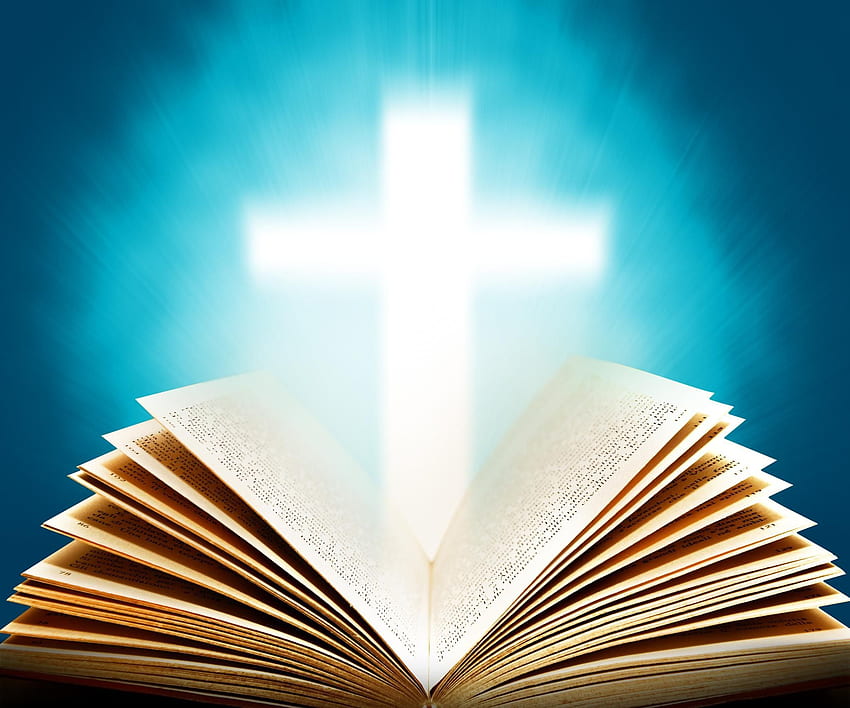 open bible with a cross clip art