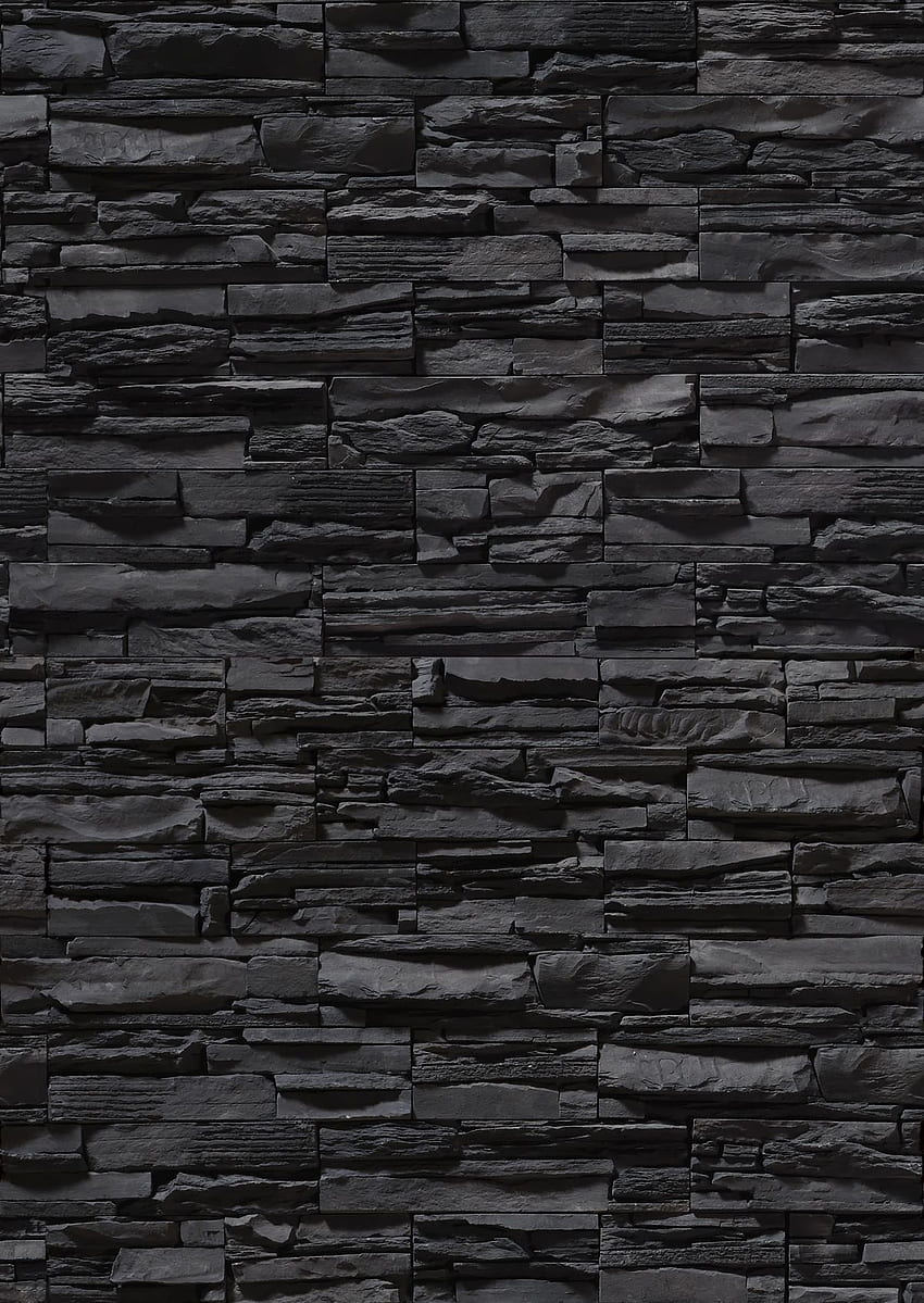 黒い石。 石、黒レンガ、石のテクスチャ HD電話の壁紙