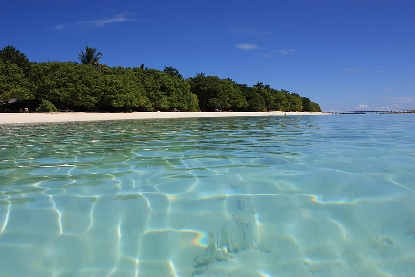 Natura, morze, lato, brzeg, bank, Malediwy Tapeta HD
