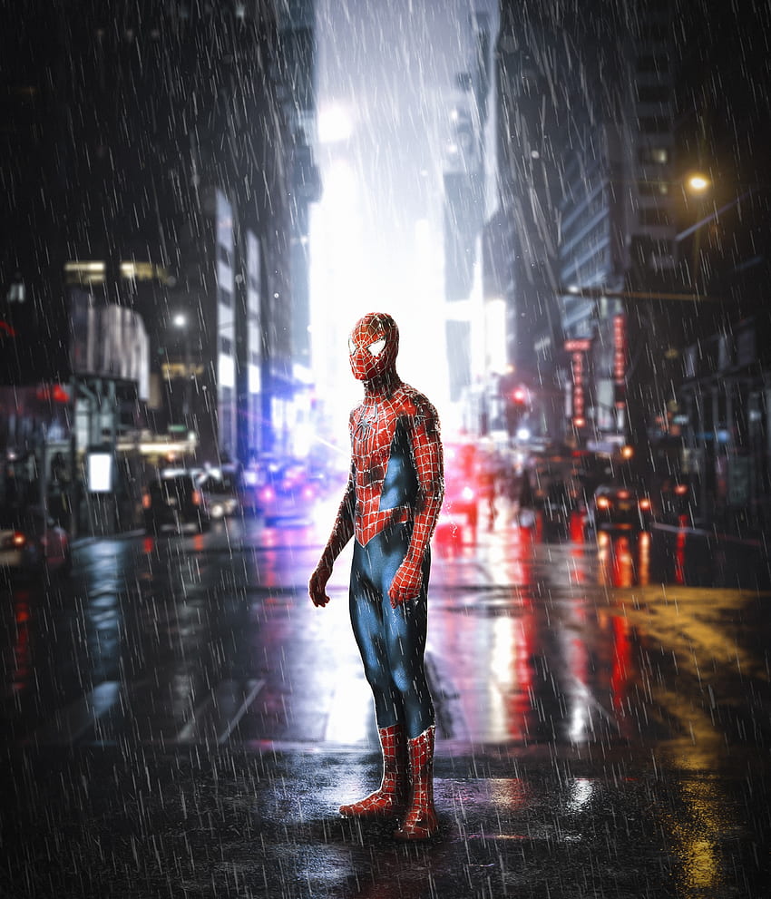 Lluvia, calle, Spider-man, arte fondo de pantalla del teléfono | Pxfuel