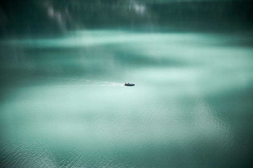 Water, Lake, Minimalism, Surface, Boat, Calm HD wallpaper