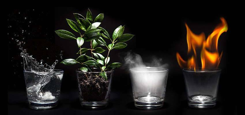 Feuer, Wasser, Luft, Erde, vier Elemente / und mobiler Hintergrund HD-Hintergrundbild