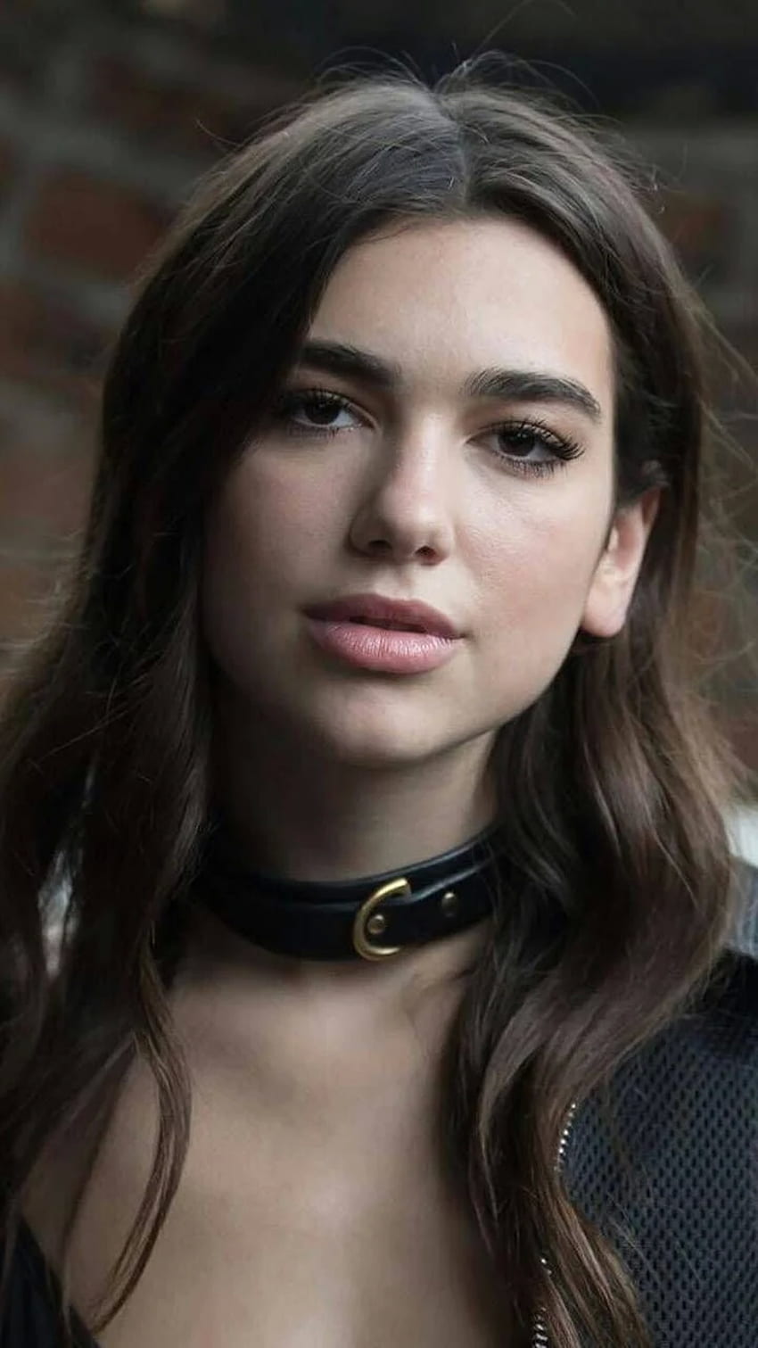 Dua lipa hand placed next to her facebrown hair red lips yellow dress HD  wallpaper download
