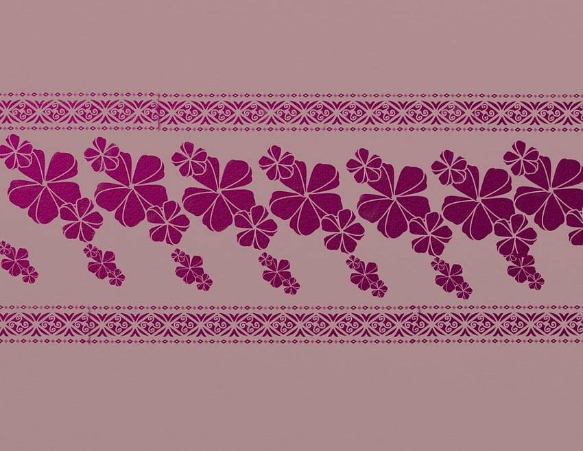 ブルゴーニュの花のボーダー、ピンク、花、ブルゴーニュ、ボーダー 高画質の壁紙