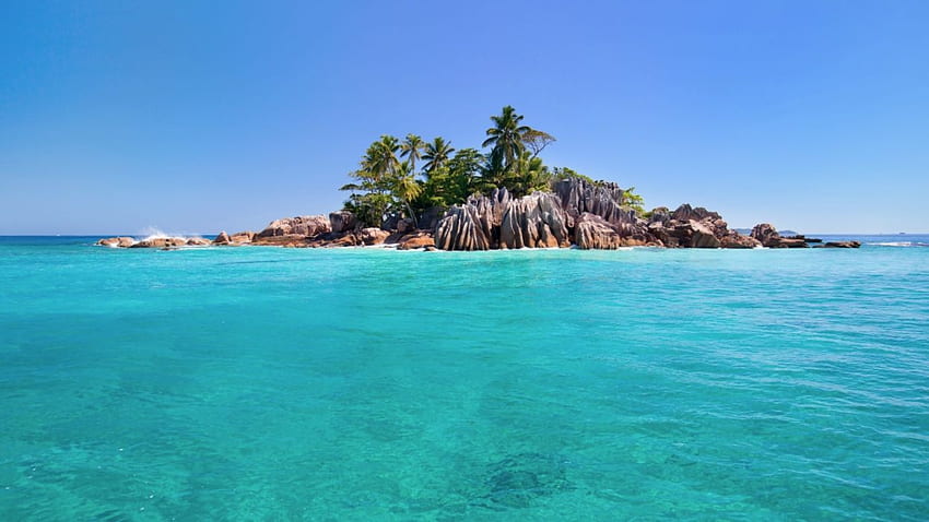 Earth Island Ocean Palm Tree Rock Sea Seychelles Tropical Turquoise ...