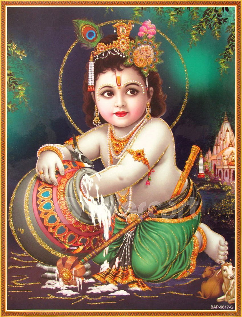 Lord Krishna / Shree Krishna / Baby Krishna / Bal Krishna Póster (Tamaño: 9X11 pulgadas sin marco). Bebé krishna, Bal krishna, Bal krishna fondo de pantalla del teléfono