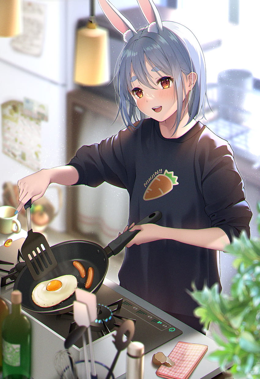 Pekora hololive Yumurta Pişirme - Anime Mobile HD telefon duvar kağıdı