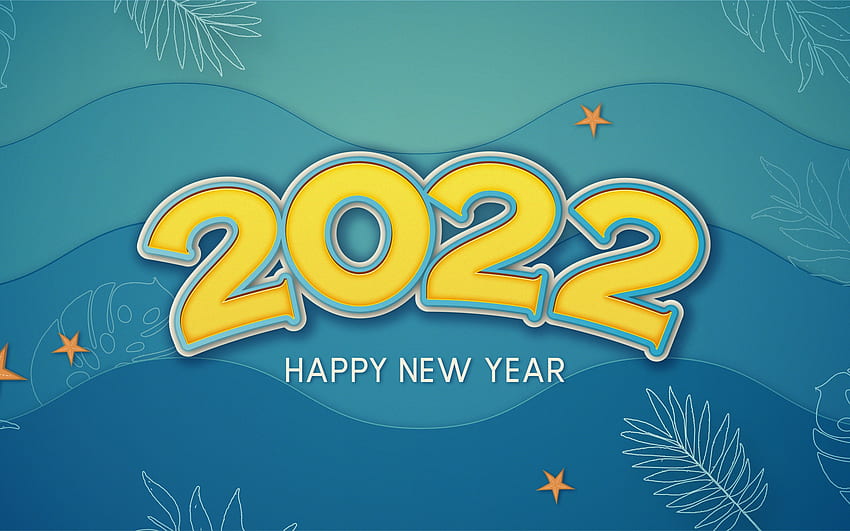 Happy New Year!, yellow, new year, blue, craciun, christmas, card, 2022 HD wallpaper