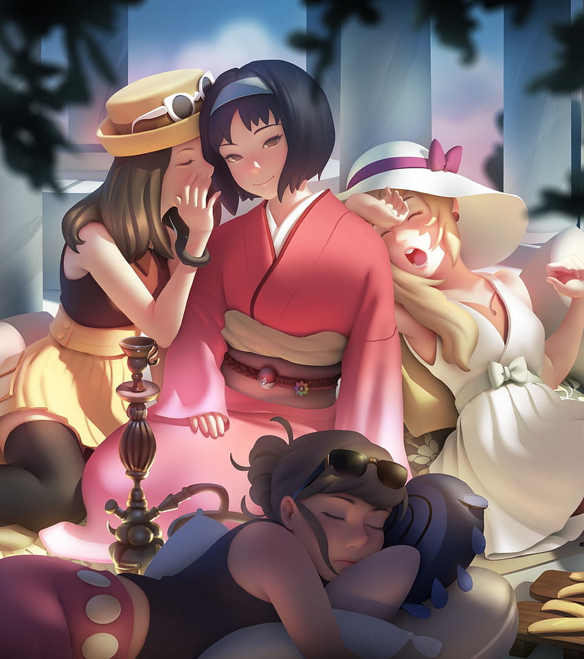 Pokemon, Serena, Erika, Japanese .teahub.io, Sleep Cartoon HD phone wallpaper