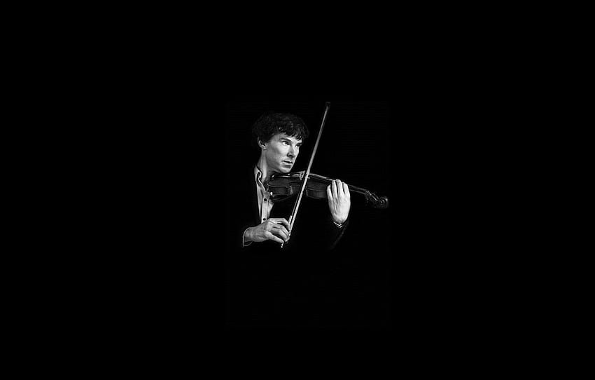 violín, Sherlock Holmes, negro, Benedict fondo de pantalla