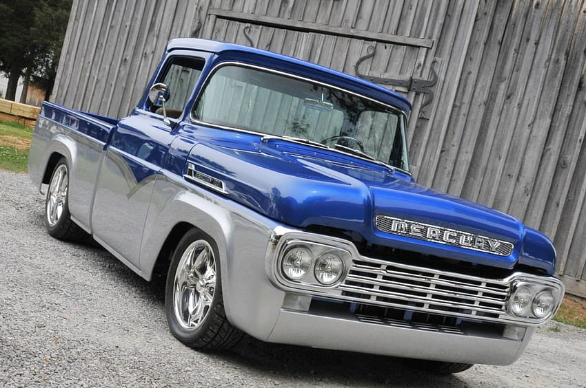 1959-Mercury-M-1, Truck, Silver, Classic, Blue HD wallpaper