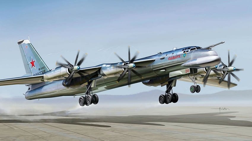 Radziecki turbośmigłowy bombowiec strategiczny, wojskowy, radziecki, samolot, wojna Tapeta HD